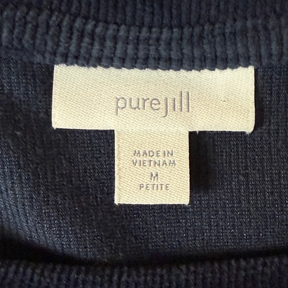 J Jill Shirt Womens MP Navy Blue Velvet Ribbed Pure‎ Jill Crew Neck 3/4 Sleeve - Picture 3 of 9